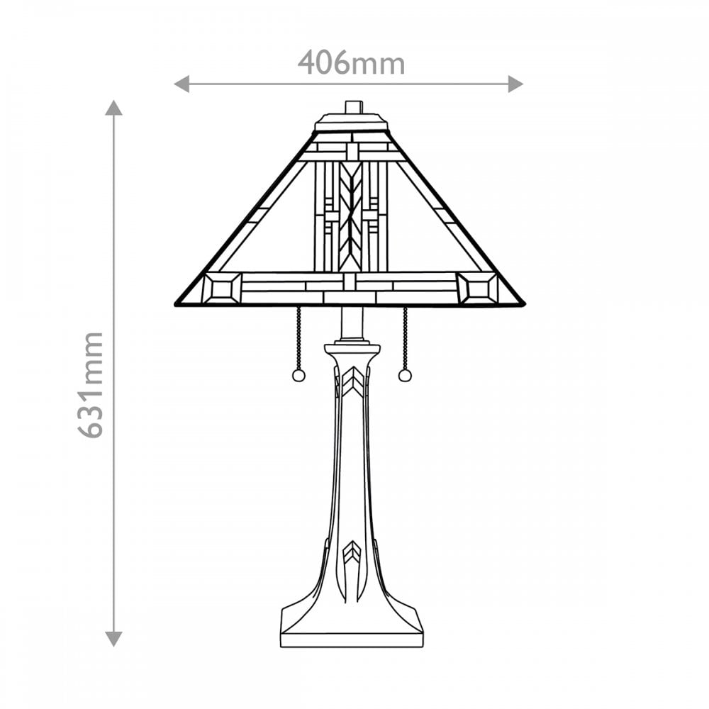 Quoizel QZ-NAVAJO-TL-VB Navajo 2 Light Table Lamp Bronze with Art Glass Shade