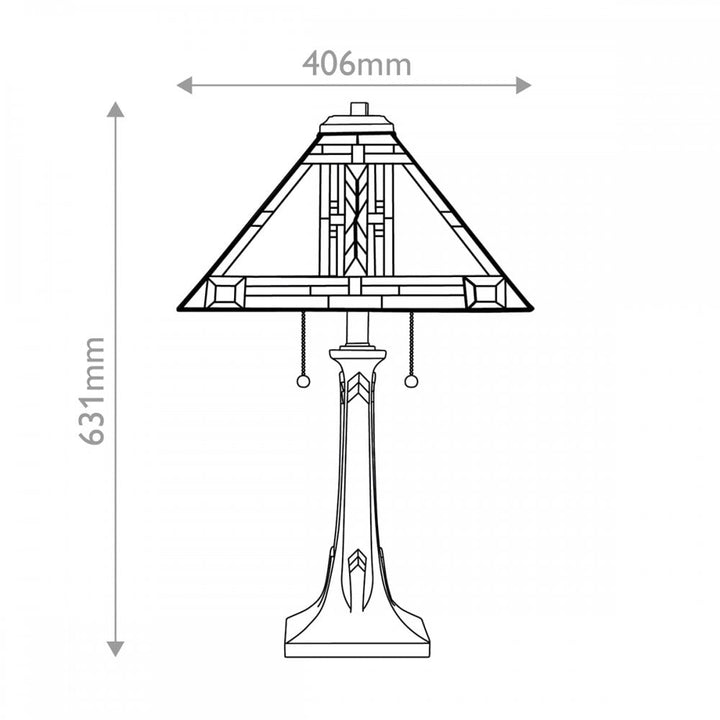 Quoizel QZ-NAVAJO-TL-VB Navajo 2 Light Table Lamp Bronze with Art Glass Shade