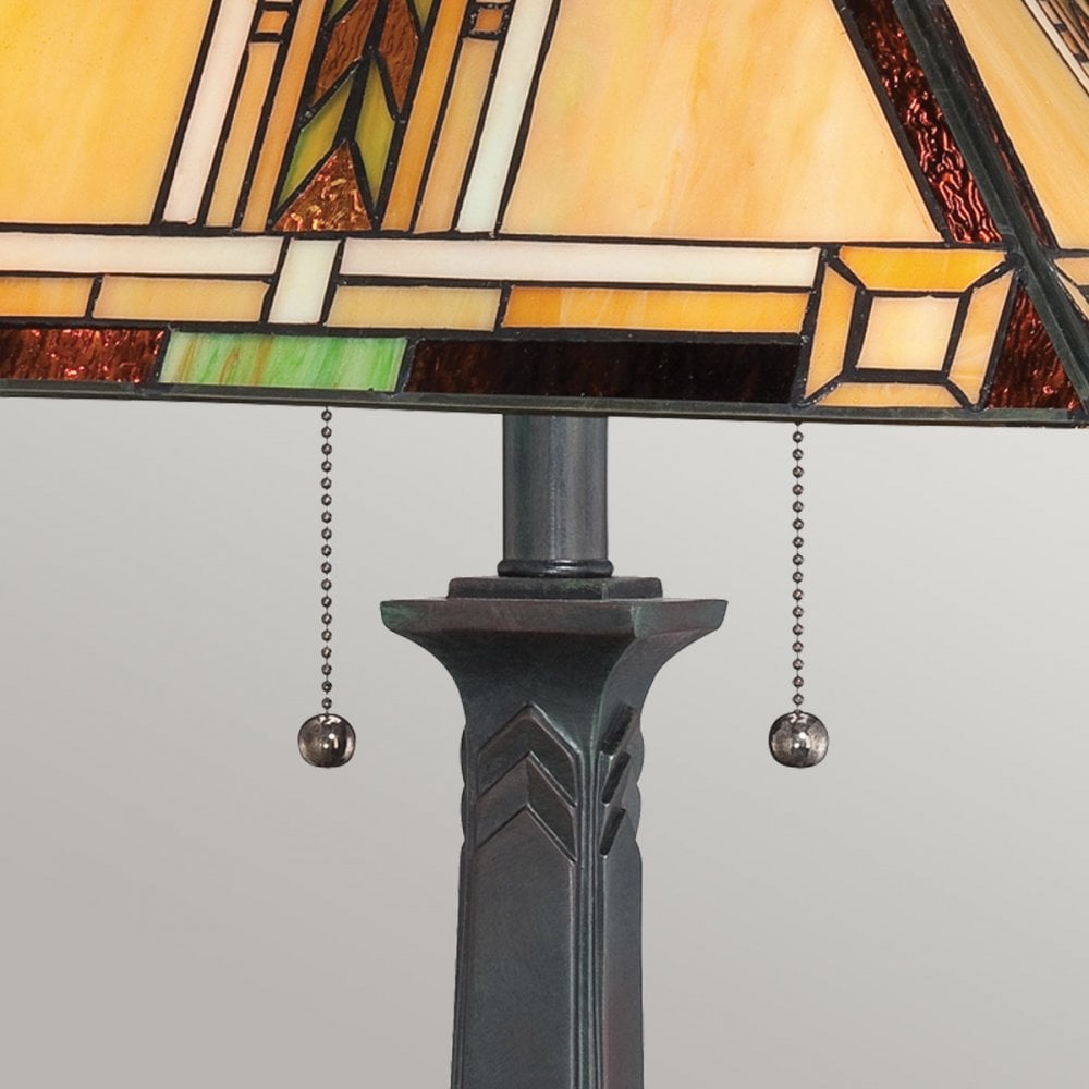 Quoizel QZ-NAVAJO-TL-VB Navajo 2 Light Table Lamp Bronze with Art Glass Shade