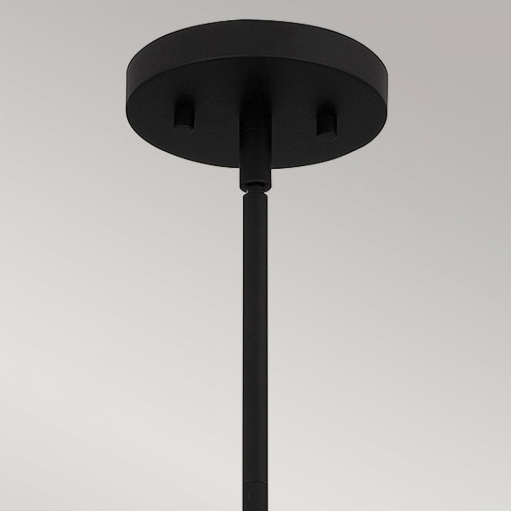 Quoizel QZ-ROYER-1P-MBK Royer 1 Light Pendant Matte Black with natural rope detail and clear mottled blown glass shade