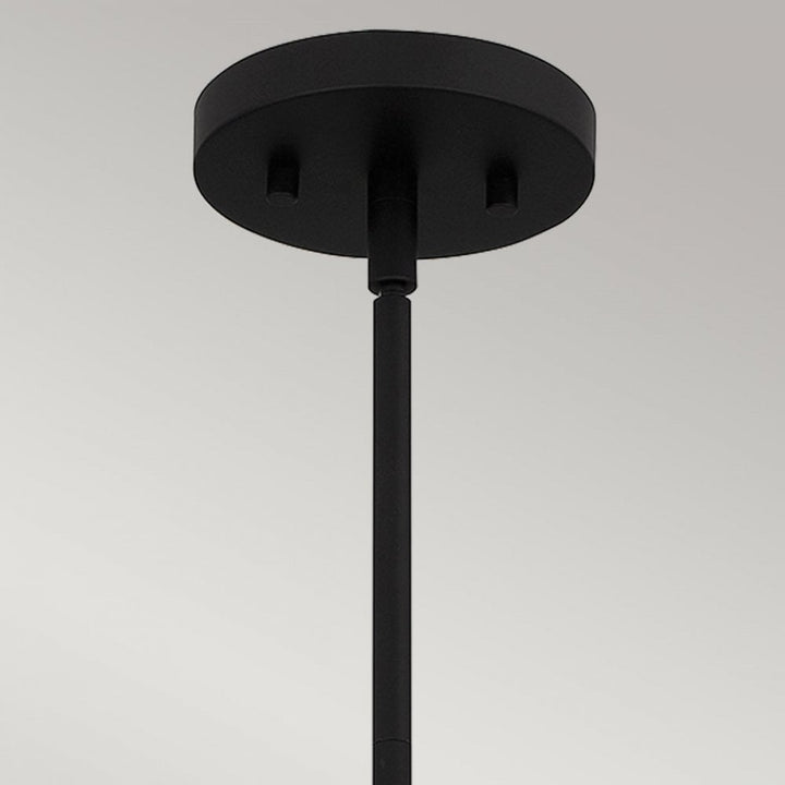 Quoizel QZ-ROYER-1P-MBK Royer 1 Light Pendant Matte Black with natural rope detail and clear mottled blown glass shade