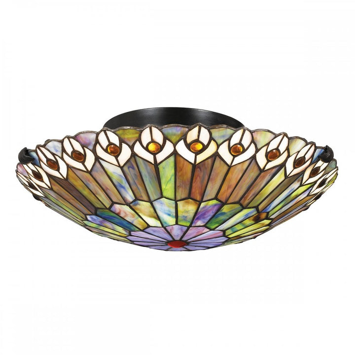 Quoizel QZ-WATKINS-F-VB Watkins 2 Light Flush Valiant Bronze & Art Glass Shade