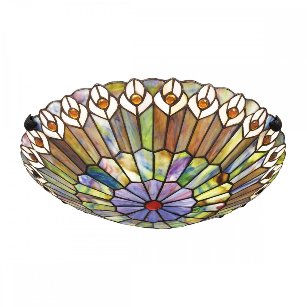 Quoizel QZ-WATKINS-F-VB Watkins 2 Light Flush Valiant Bronze & Art Glass Shade