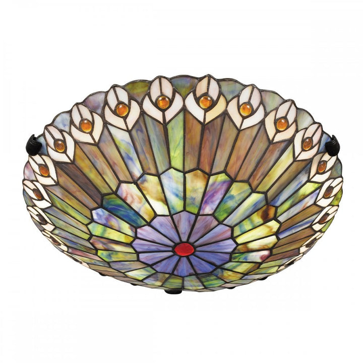 Quoizel QZ-WATKINS-F-VB Watkins 2 Light Flush Valiant Bronze & Art Glass Shade