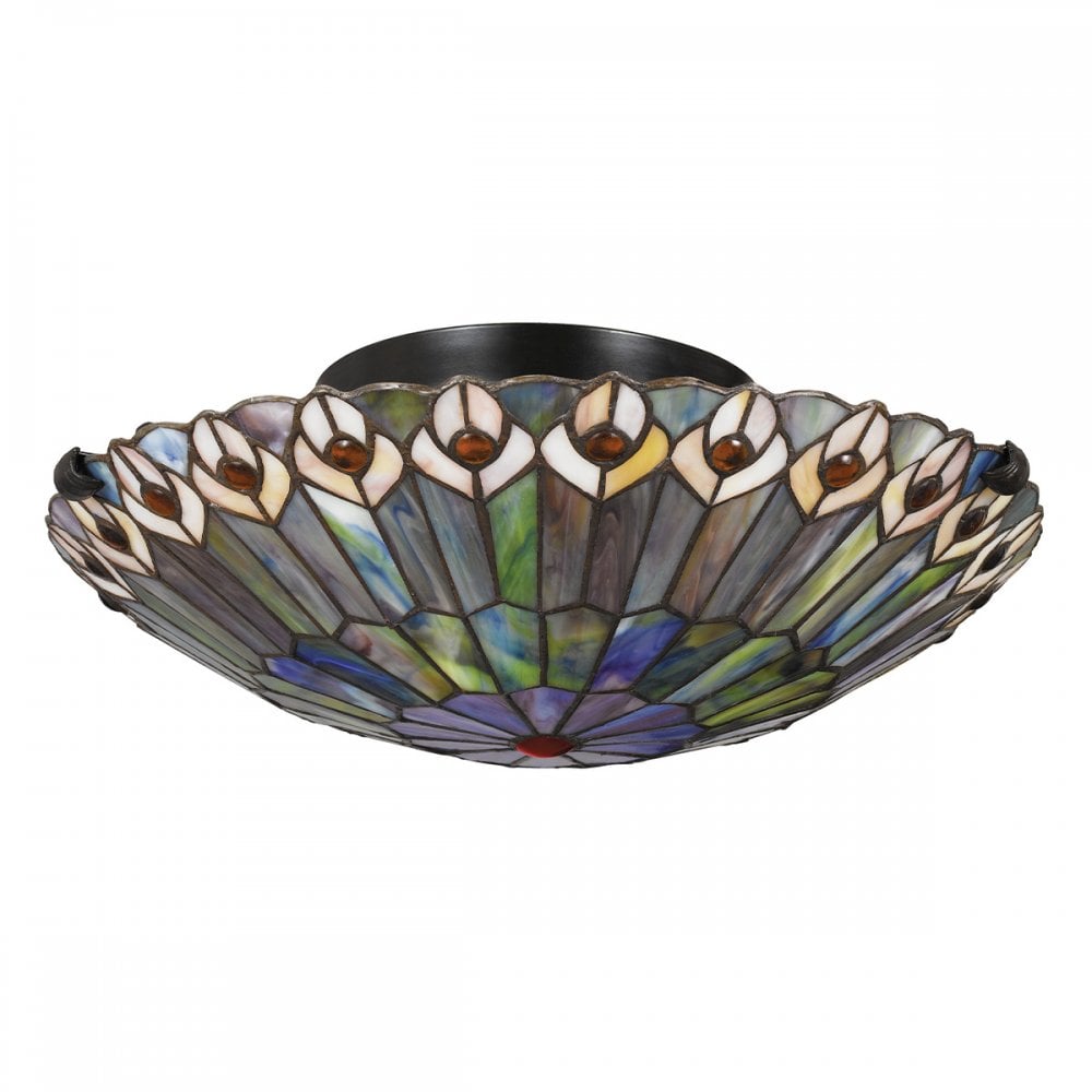 Quoizel QZ-WATKINS-F-VB Watkins 2 Light Flush Valiant Bronze & Art Glass Shade