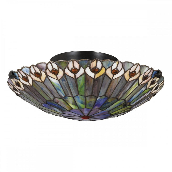 Quoizel QZ-WATKINS-F-VB Watkins 2 Light Flush Valiant Bronze & Art Glass Shade