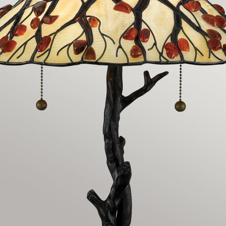 Quoizel QZ-WHISPERING-TL-VB Whispering 2 Light Table Lamp Valiant Bronze with Art Glass Shade