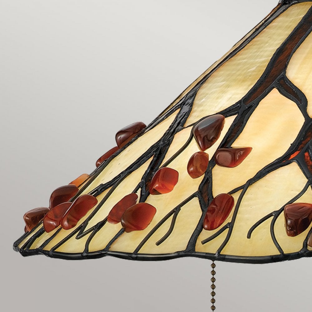 Quoizel QZ-WHISPERING-TL-VB Whispering 2 Light Table Lamp Valiant Bronze with Art Glass Shade