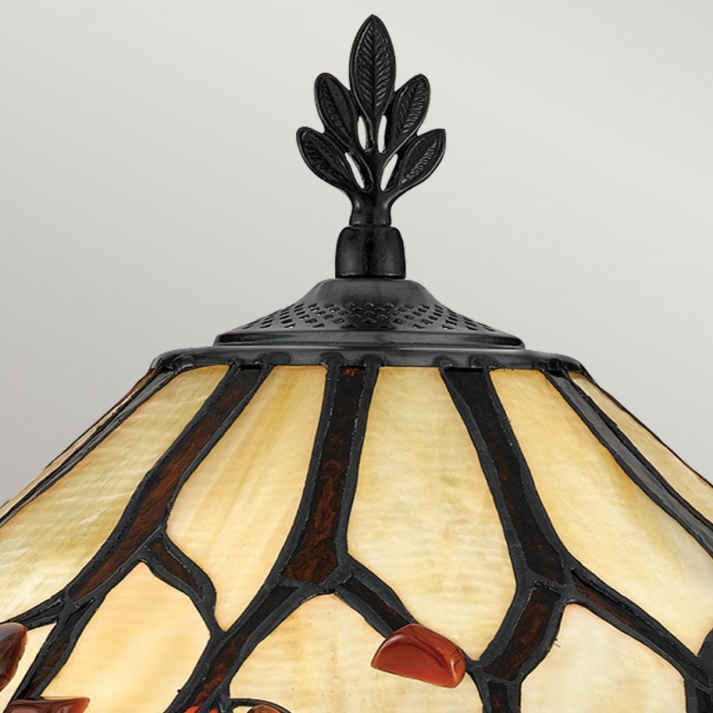 Quoizel QZ-WHISPERING-TL-VB Whispering 2 Light Table Lamp Valiant Bronze with Art Glass Shade