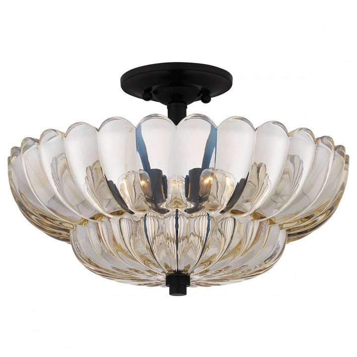 Quoizel QZ-WHITECAP-SF-M Whitecap 4 Light Semi-Flush Tinted Amber Glass with Mottled Cocoa Brown