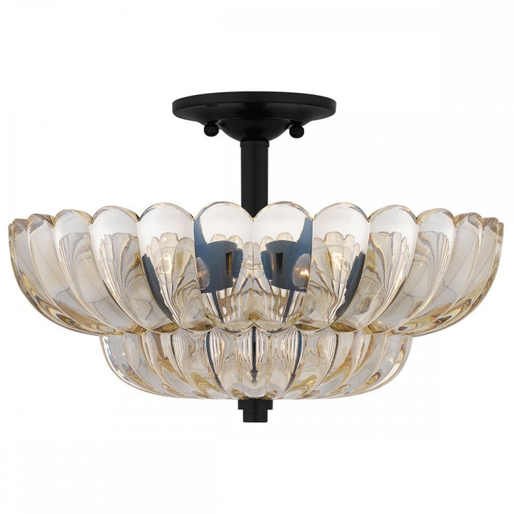 Quoizel QZ-WHITECAP-SF-M Whitecap 4 Light Semi-Flush Tinted Amber Glass with Mottled Cocoa Brown