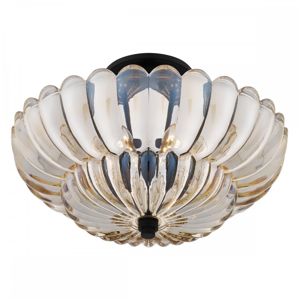 Quoizel QZ-WHITECAP-SF-M Whitecap 4 Light Semi-Flush Tinted Amber Glass with Mottled Cocoa Brown
