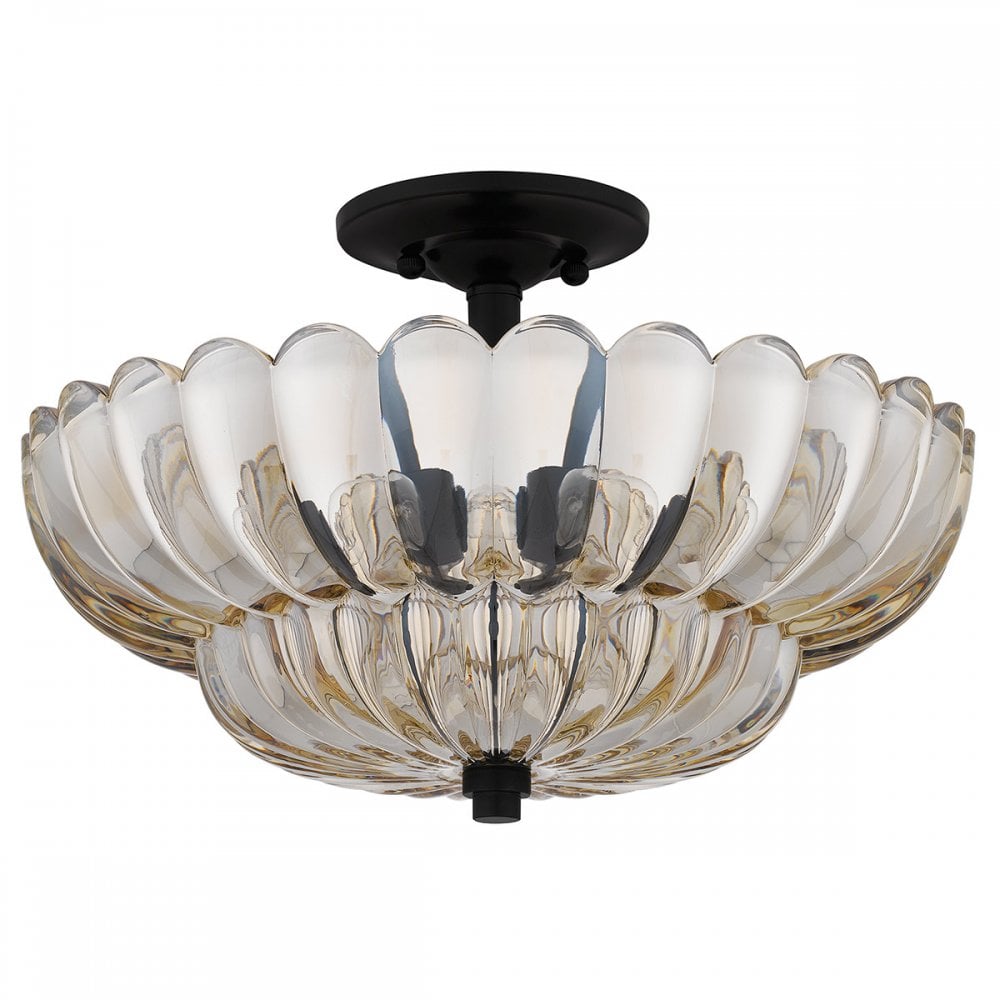 Quoizel QZ-WHITECAP-SF-M Whitecap 4 Light Semi-Flush Tinted Amber Glass with Mottled Cocoa Brown
