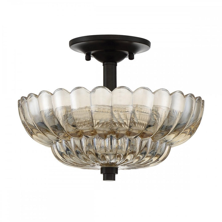 Quoizel QZ-WHITECAP-SF-S Whitecap 3 Light Semi-Flush Tinted Amber Glass with Mottled Cocoa Brown