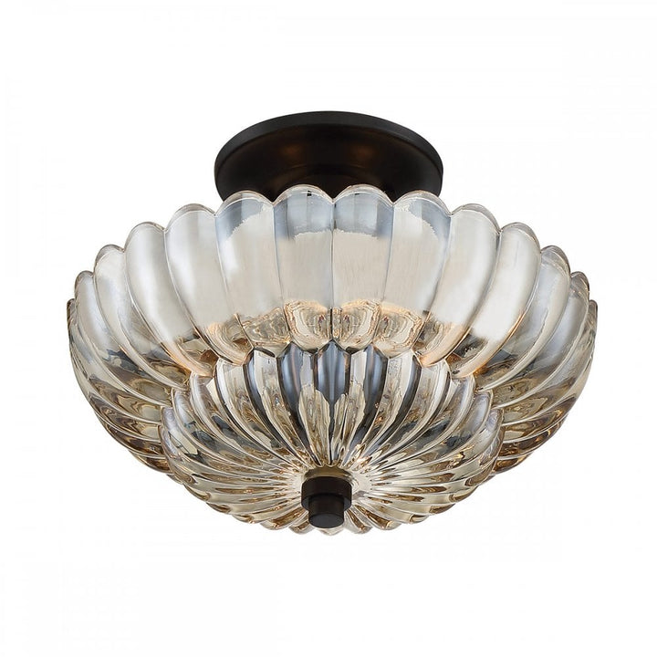 Quoizel QZ-WHITECAP-SF-S Whitecap 3 Light Semi-Flush Tinted Amber Glass with Mottled Cocoa Brown