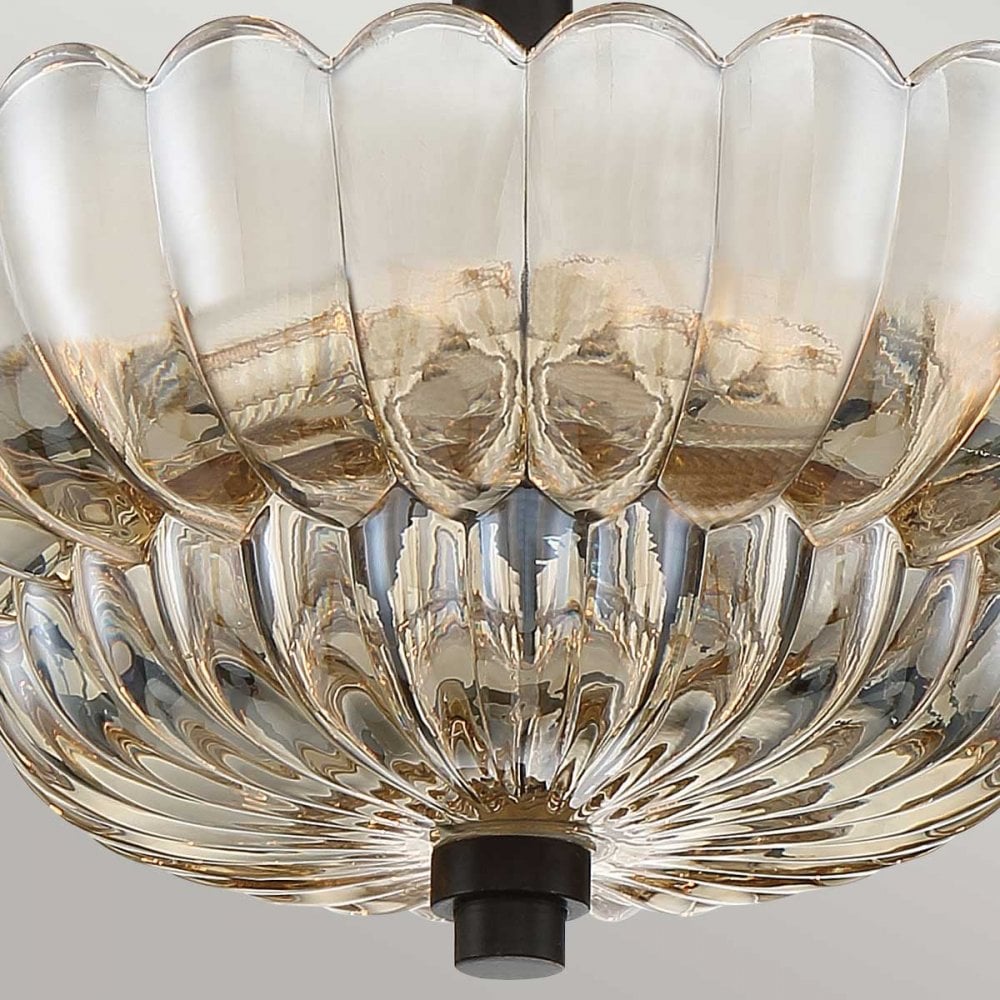 Quoizel QZ-WHITECAP-SF-S Whitecap 3 Light Semi-Flush Tinted Amber Glass with Mottled Cocoa Brown