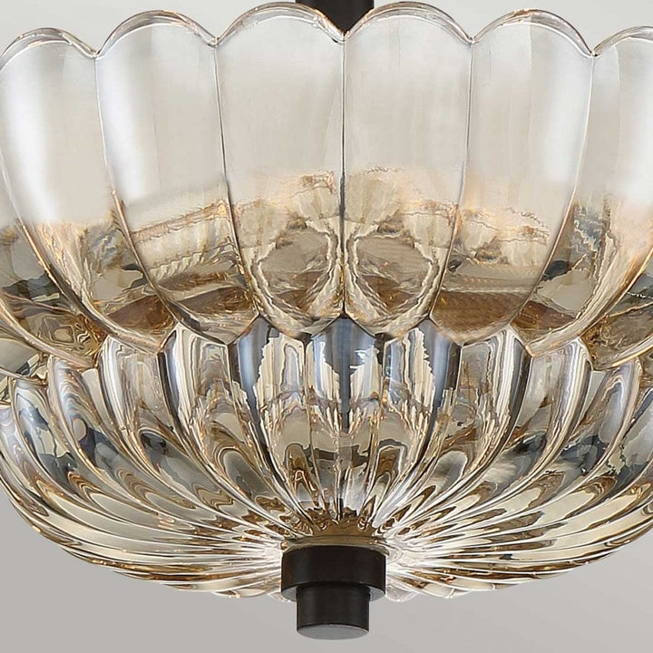 Quoizel QZ-WHITECAP-SF-S Whitecap 3 Light Semi-Flush Tinted Amber Glass with Mottled Cocoa Brown