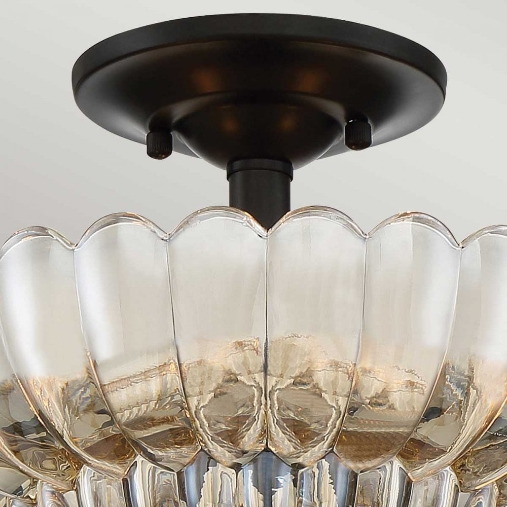 Quoizel QZ-WHITECAP-SF-S Whitecap 3 Light Semi-Flush Tinted Amber Glass with Mottled Cocoa Brown
