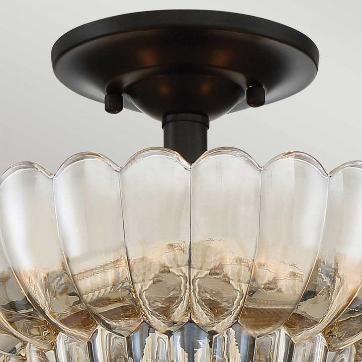 Quoizel QZ-WHITECAP-SF-S Whitecap 3 Light Semi-Flush Tinted Amber Glass with Mottled Cocoa Brown