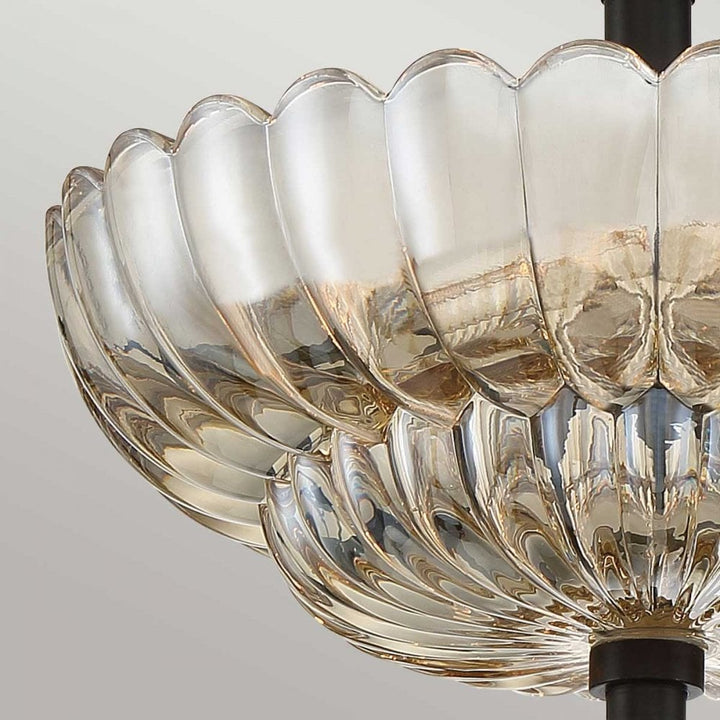 Quoizel QZ-WHITECAP-SF-S Whitecap 3 Light Semi-Flush Tinted Amber Glass with Mottled Cocoa Brown
