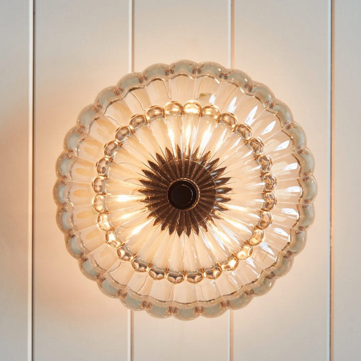 Quoizel QZ-WHITECAP-SF-S Whitecap 3 Light Semi-Flush Tinted Amber Glass with Mottled Cocoa Brown