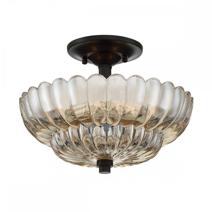 Quoizel QZ-WHITECAP-SF-S Whitecap 3 Light Semi-Flush Tinted Amber Glass with Mottled Cocoa Brown