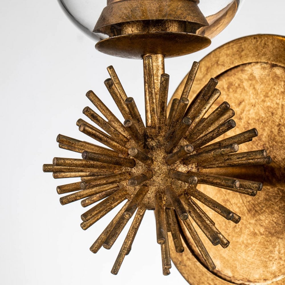 Elstead STARING-1WB-DG-CLEAR Staring 1 Light Wall Light Distressed Gold