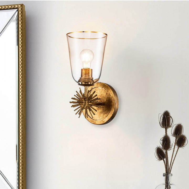 Elstead STARING-1WB-DG-CLEAR Staring 1 Light Wall Light Distressed Gold