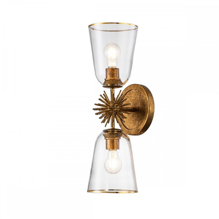 Elstead STARING-2WB-DG-CLEAR Staring 2 Light Wall Light Distressed Gold