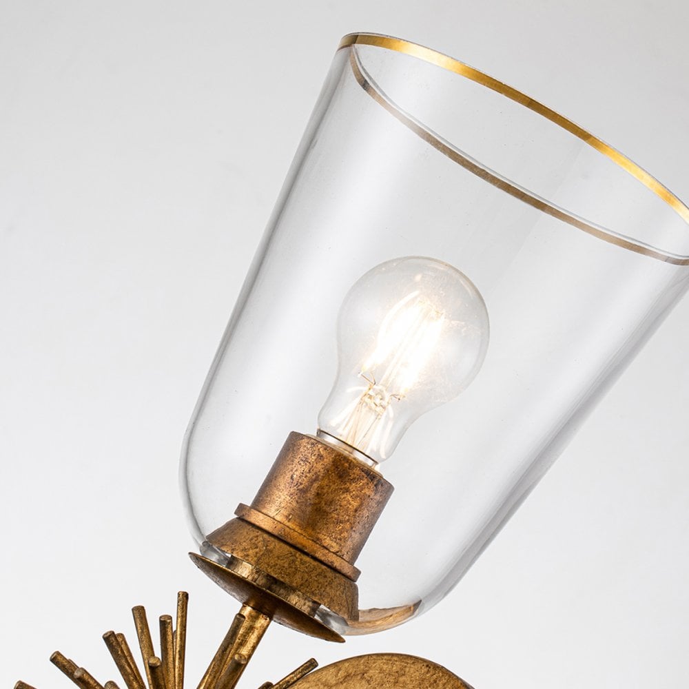 Elstead STARING-2WB-DG-CLEAR Staring 2 Light Wall Light Distressed Gold