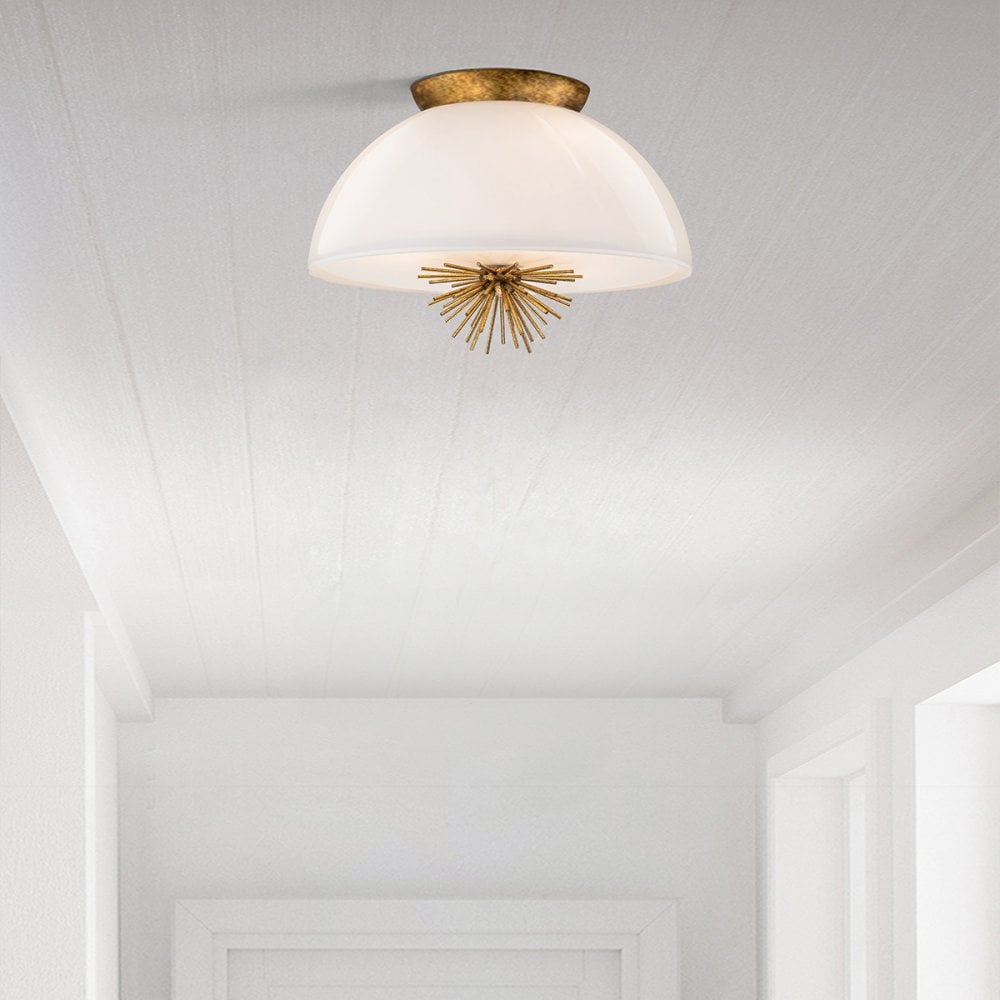 Elstead STARING-3P-DG-OPAL Staring 3 Light Pendant Distressed Gold