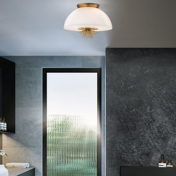 Elstead STARING-3P-DG-OPAL Staring 3 Light Pendant Distressed Gold