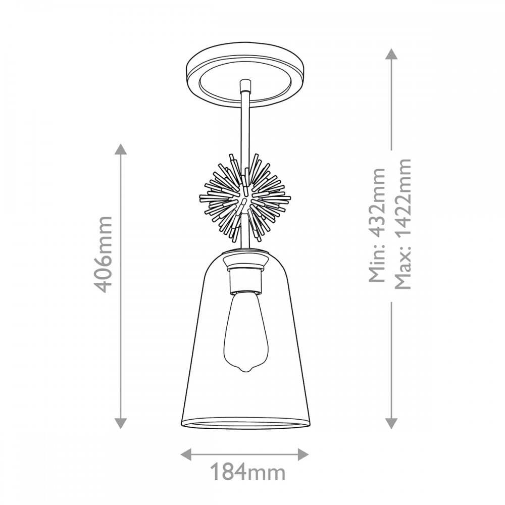 Elstead STARING-MP-DG-CLEAR Staring 1 Light Mini Pendant Distressed Gold