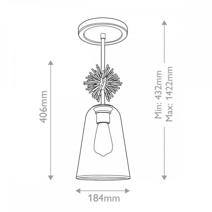 Elstead STARING-MP-DG-CLEAR Staring 1 Light Mini Pendant Distressed Gold