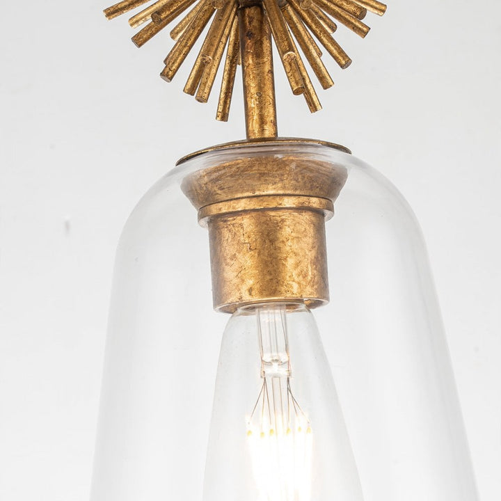 Elstead STARING-MP-DG-CLEAR Staring 1 Light Mini Pendant Distressed Gold