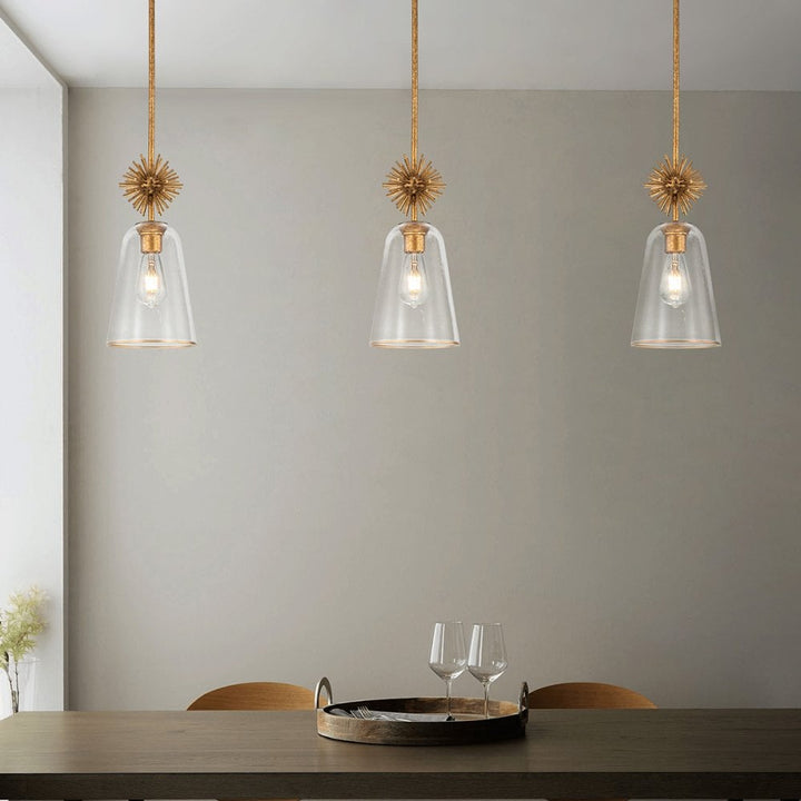 Elstead STARING-MP-DG-CLEAR Staring 1 Light Mini Pendant Distressed Gold