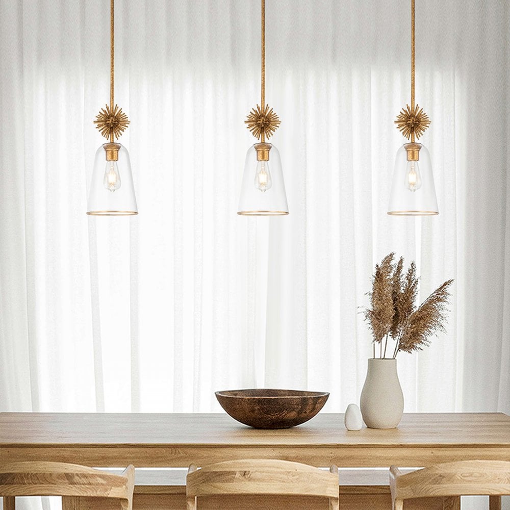 Elstead STARING-MP-DG-CLEAR Staring 1 Light Mini Pendant Distressed Gold