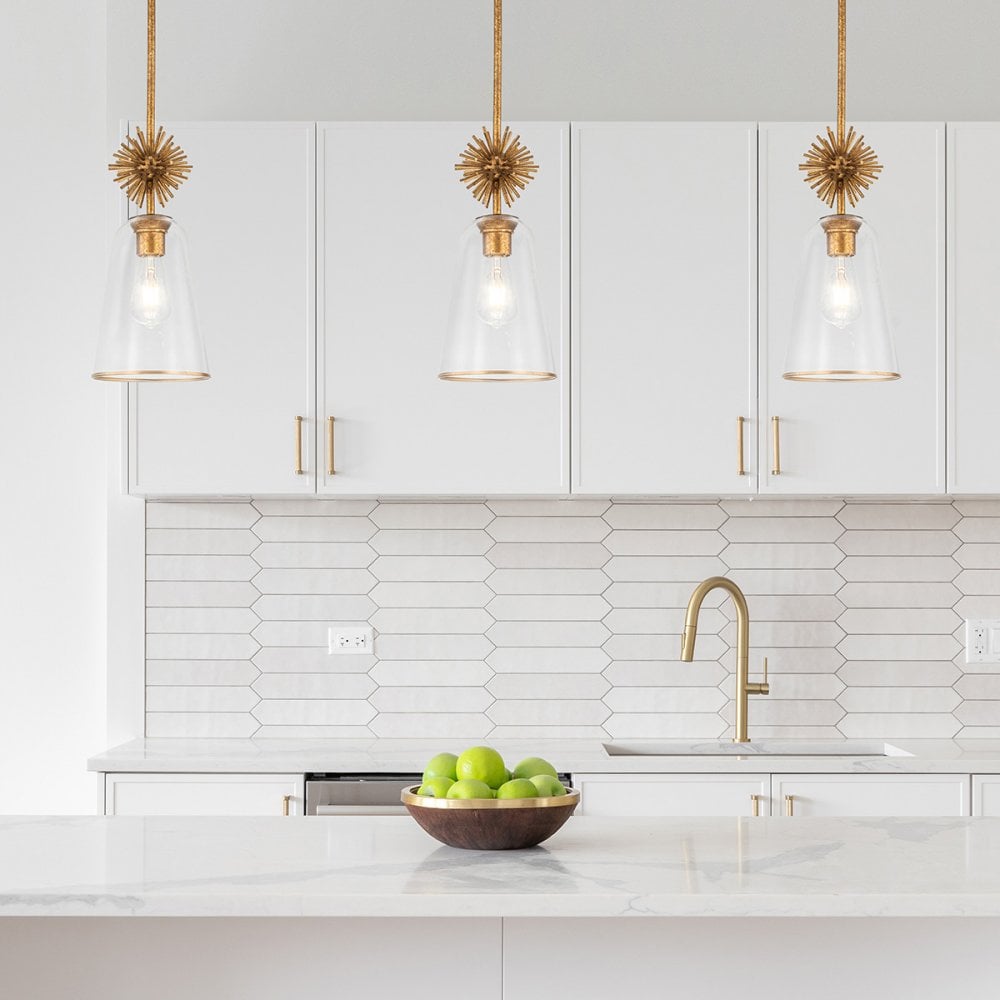 Elstead STARING-MP-DG-CLEAR Staring 1 Light Mini Pendant Distressed Gold