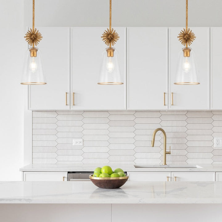 Elstead STARING-MP-DG-CLEAR Staring 1 Light Mini Pendant Distressed Gold