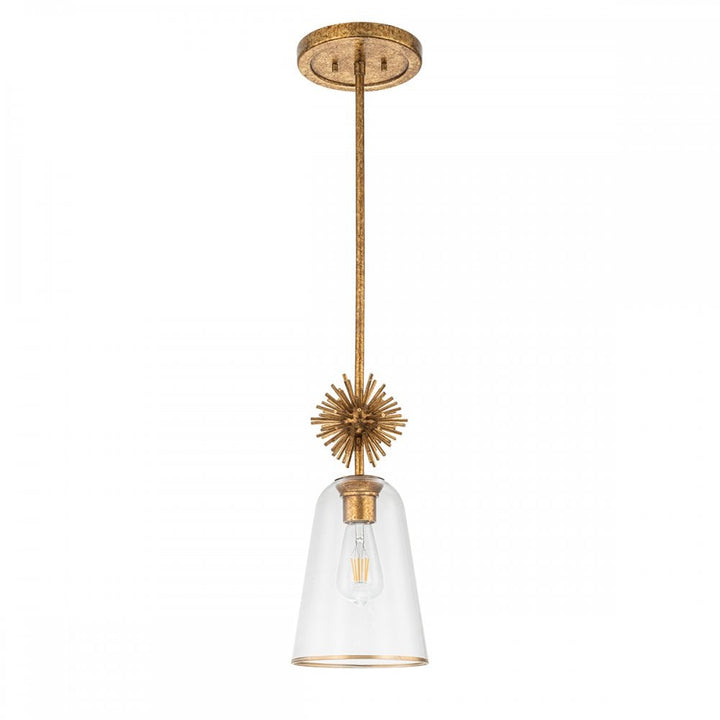 Elstead STARING-MP-DG-CLEAR Staring 1 Light Mini Pendant Distressed Gold