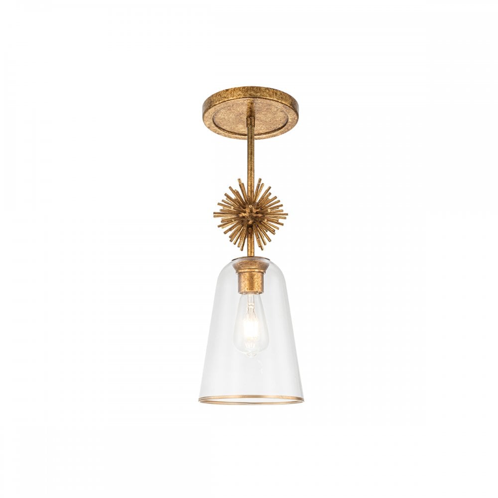 Elstead STARING-MP-DG-CLEAR Staring 1 Light Mini Pendant Distressed Gold