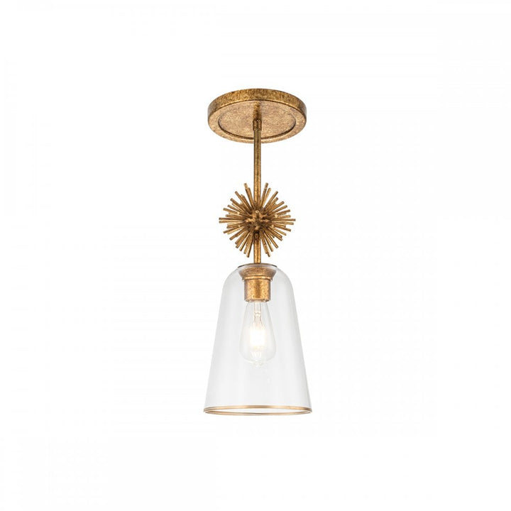 Elstead STARING-MP-DG-CLEAR Staring 1 Light Mini Pendant Distressed Gold