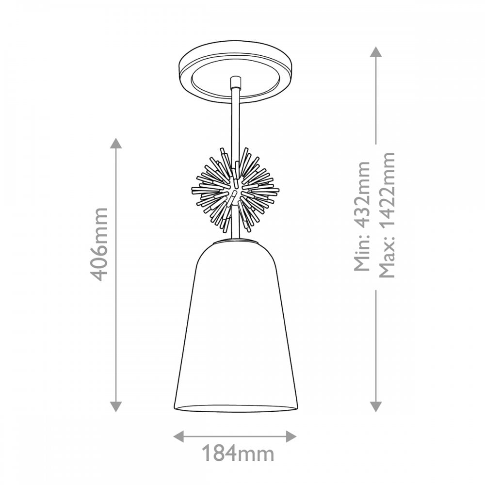 Elstead STARING-MP-DG-OPAL Staring 1 Light Mini Pendant Distressed Gold