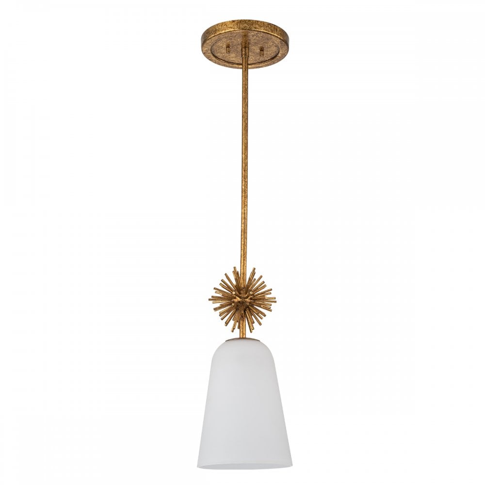Elstead STARING-MP-DG-OPAL Staring 1 Light Mini Pendant Distressed Gold