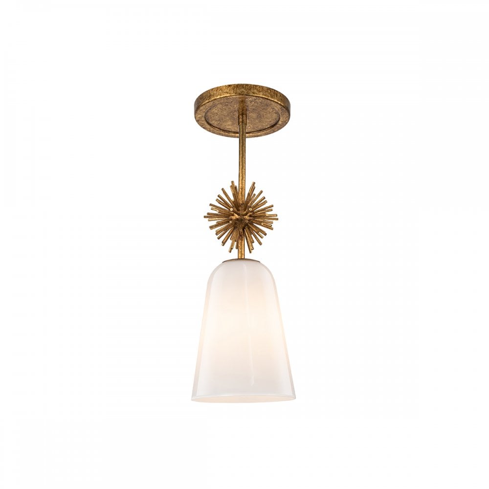 Elstead STARING-MP-DG-OPAL Staring 1 Light Mini Pendant Distressed Gold
