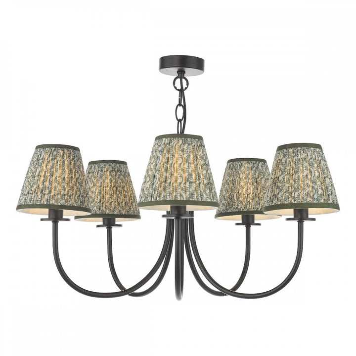 Dar BEC0522-EST2624 Becca 5 Light Pendant Matt Black With Shade
