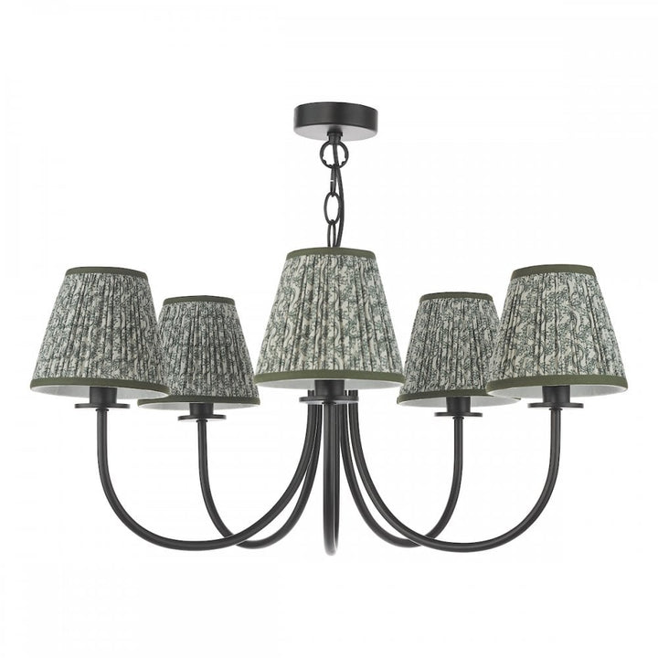 Dar BEC0522-EST2624 Becca 5 Light Pendant Matt Black With Shade
