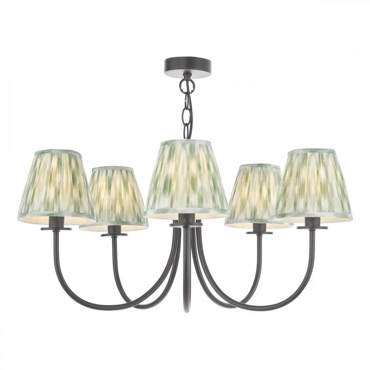 Dar BEC0522-IKA2624 Becca 5 Light Pendant Matt Black With Shade