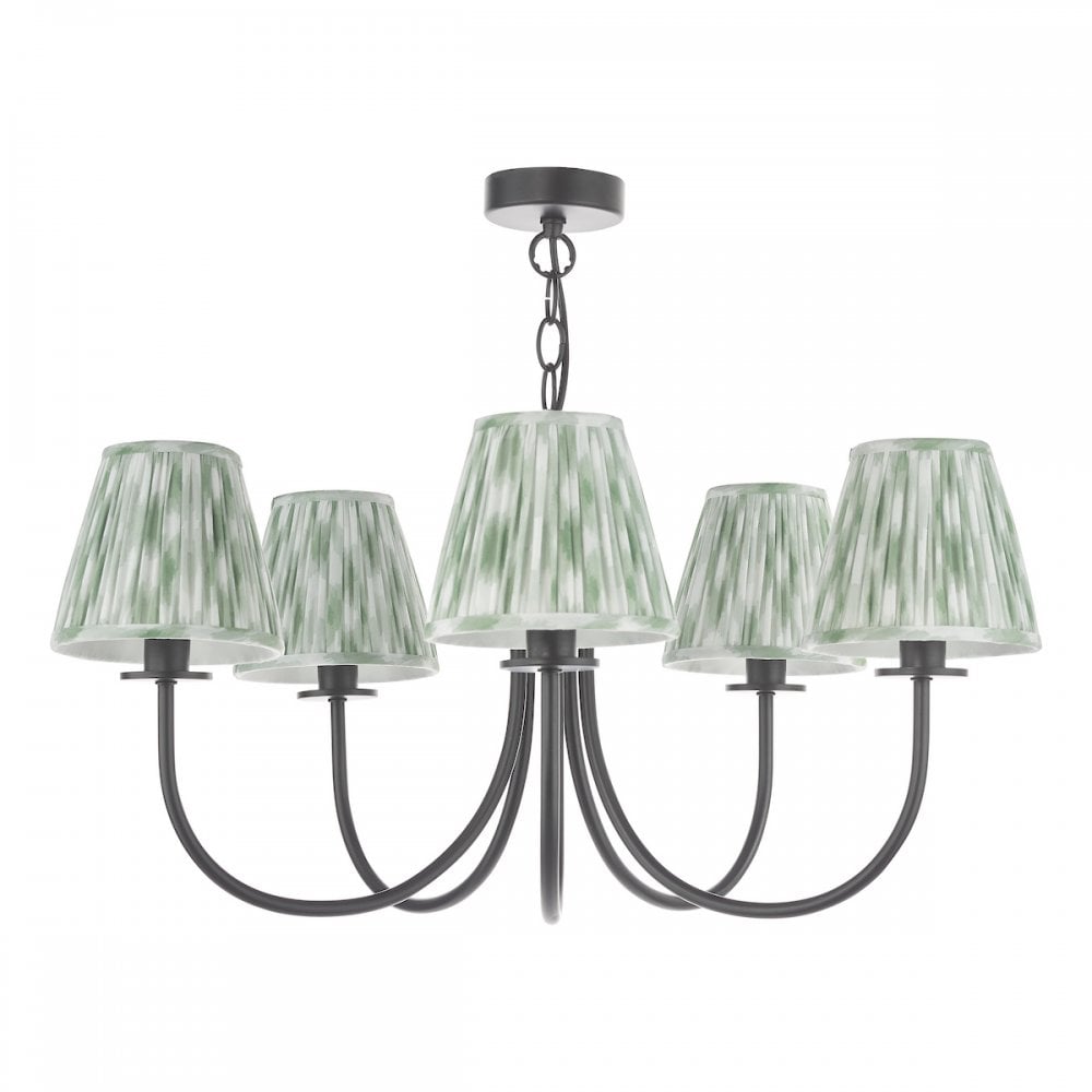 Dar BEC0522-IKA2624 Becca 5 Light Pendant Matt Black With Shade