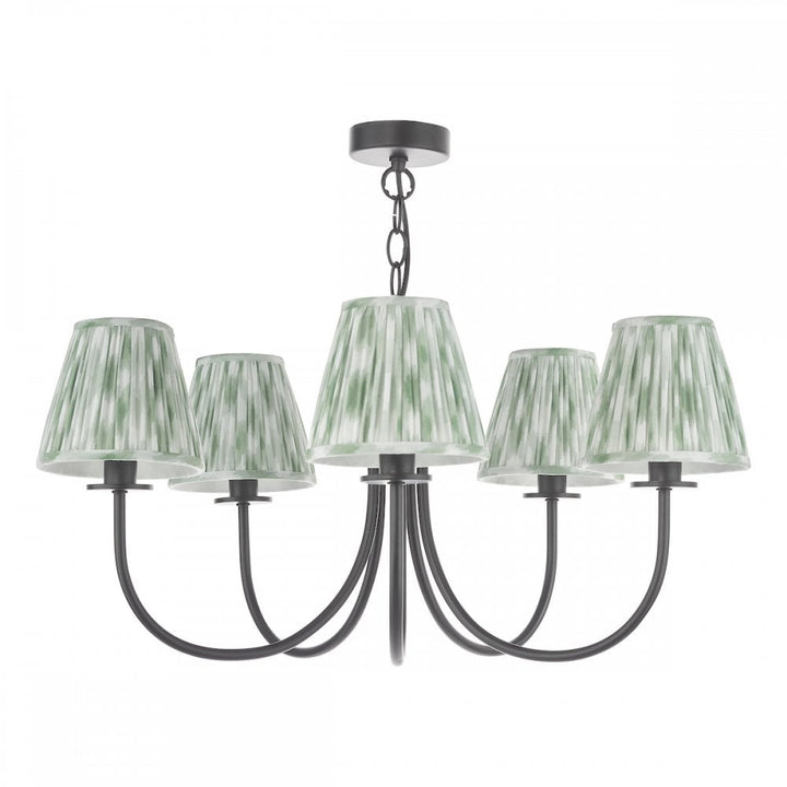 Dar BEC0522-IKA2624 Becca 5 Light Pendant Matt Black With Shade